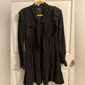 SUGARLIPS new without tags Black Women's Tiered Long-Sleeve Dress with Tie Neck